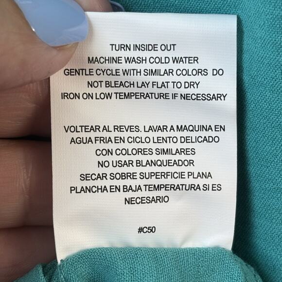 Anthropologie Fig And Flower Top 2X Teal Green Boho Peasant Floral Embroidered - Picture 6 of 9